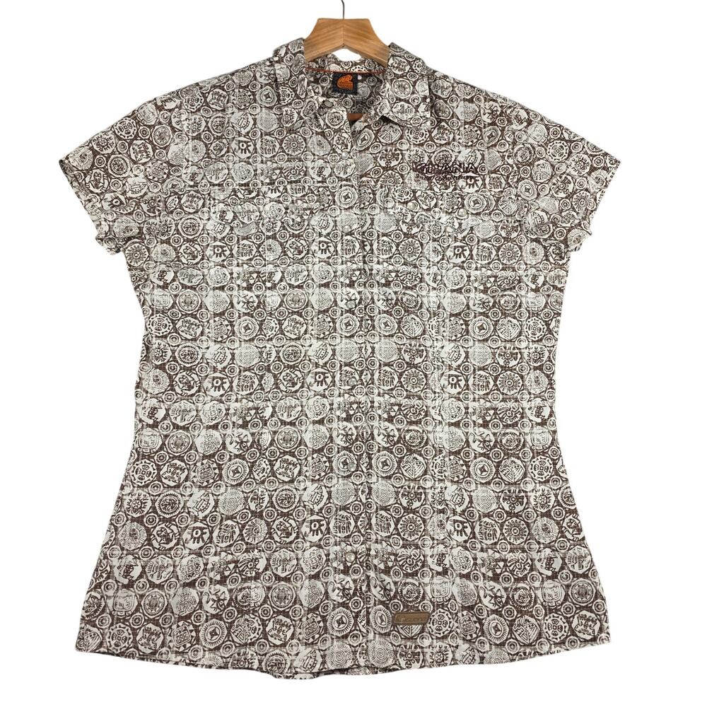 Womens Iguana Pearl Snap Short Sleeve Button Down Shirt